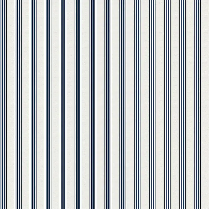 Cortina con ollaos Rayas - 140 x 270 cm, 85% algodón y 15% lino, Blanco/Azul