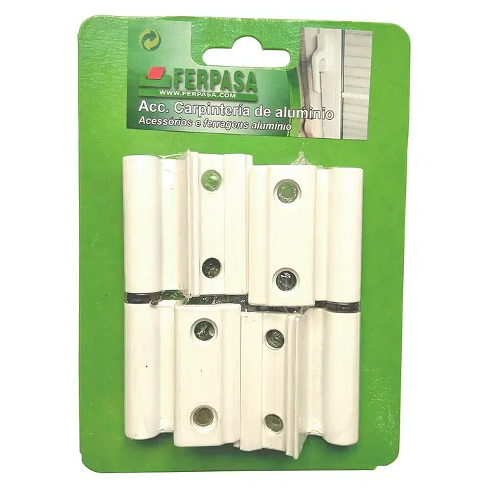 Bisagra con 3 hojas - 10,5 x 4,5 x 2,5 cm, Blanco, 2 uds., Apto para: Ventanas mallorquinas