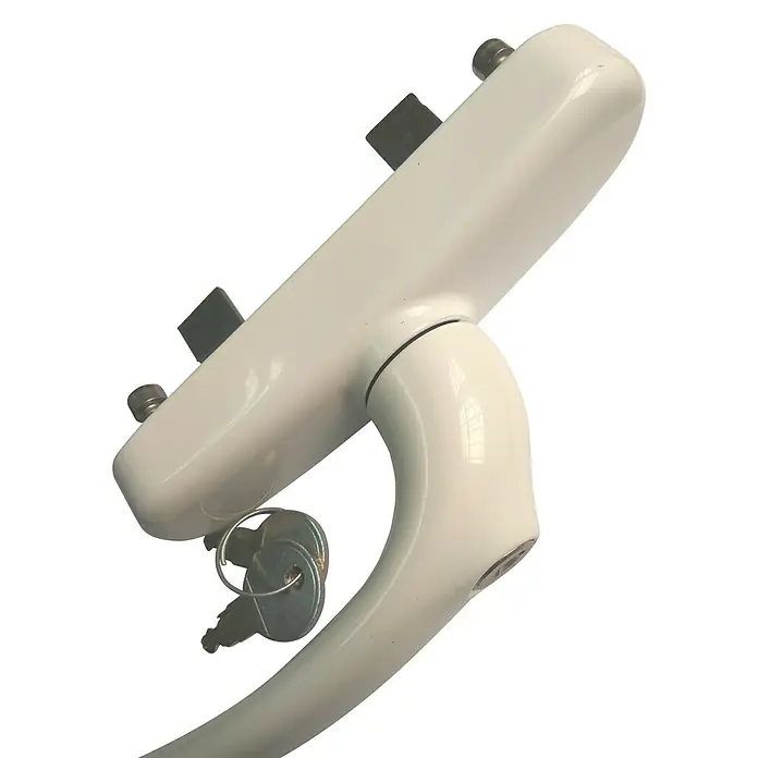 Manilla para ventana con llave - Largo: 17 cm, Blanco, Aluminio