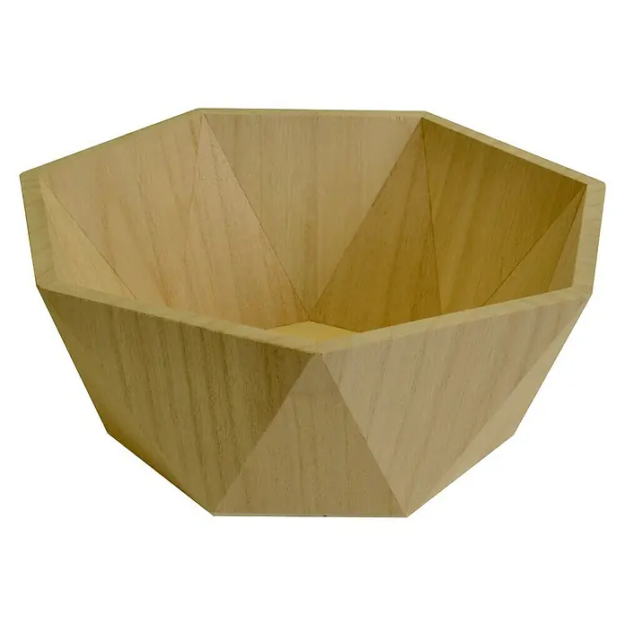 Artemio Caja de madera centro Geométrico - L x An x Al: 26 x 10,5 x 26 cm, Natural/marrón claro