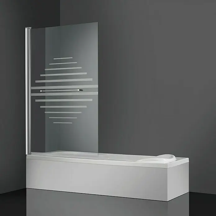 Mampara para bañera Mao - 1 pieza, 93 x 150 cm, Vidrio serigrafiado