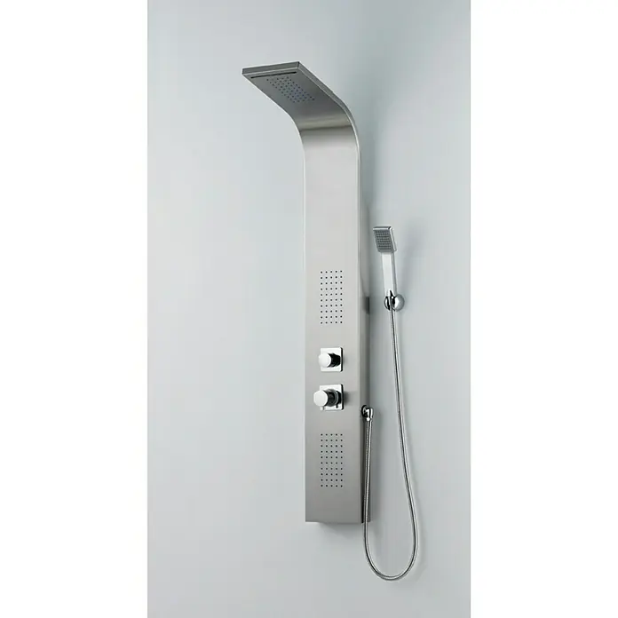 Panel de ducha Platte - Altura: 140 cm, Con grifo monomando, Aluminio
