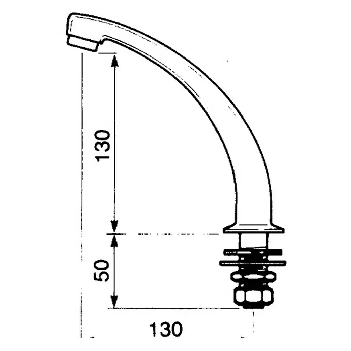 Caño giratorio para grifo de pedal - Largo: 130 mm
