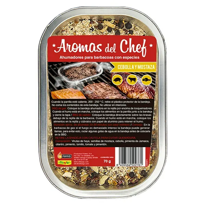 Caja ahumadora cebolla y mostaza - 70 g, Apto para: Barbacoas