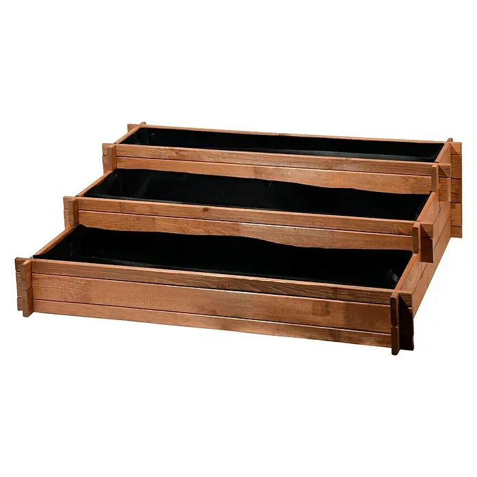 Dobar Blumentreppe Hochbeet - 110 x 88 x 36 cm, Nutzfläche: 0,97 m², Kiefer, Bernstein - Linke Seitenansicht