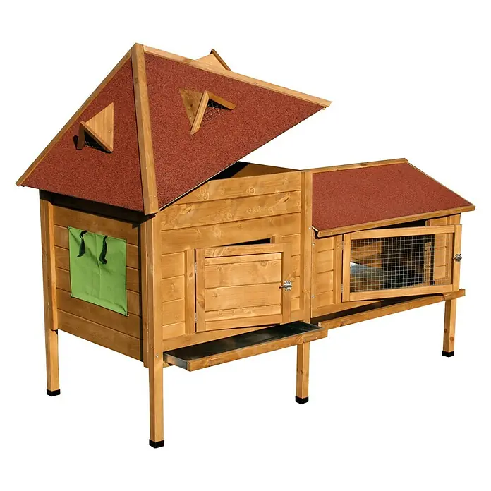 Dobar Kleintierstall Residenz - 190 x 98 x 138 cm, Natur, Kiefernholz - Rechte Seitenansicht