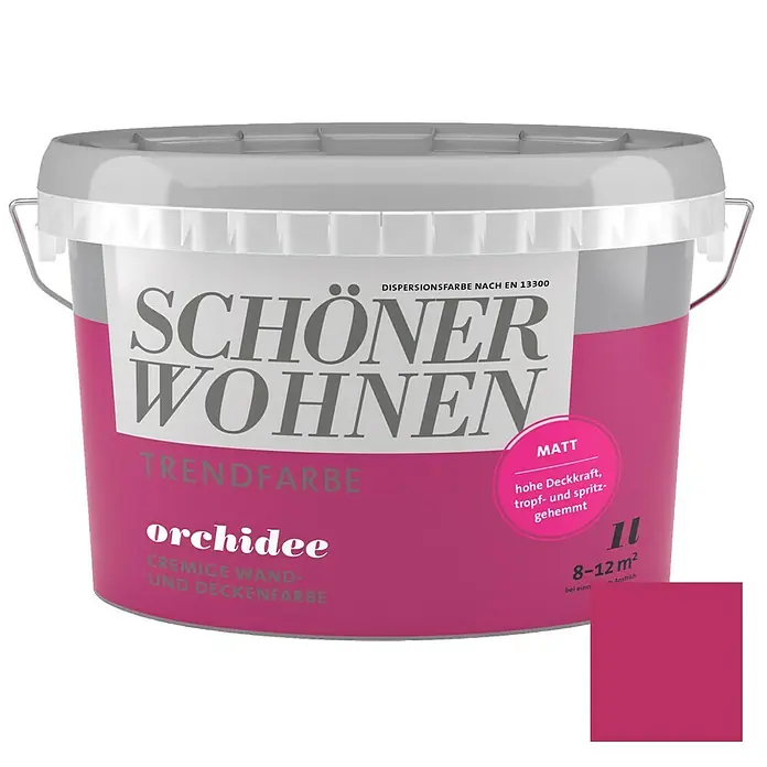 SCHÖNER WOHNEN-Farbe Wandfarbe Trendfarbe - Orchidee, 1 l, Matt, Konservierungsmittelfrei