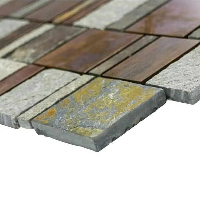 Mosaikfliese Rechteck Mix XSK 585 - 29,6 x 29,8 cm, Braun, Matt