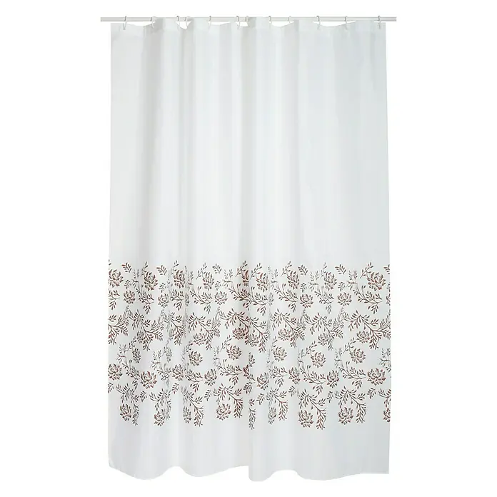 Venus Cortina de baño textil Ikabana - An x Al: 180 x 200 cm, Blanco, Marrón - Vista frontal
