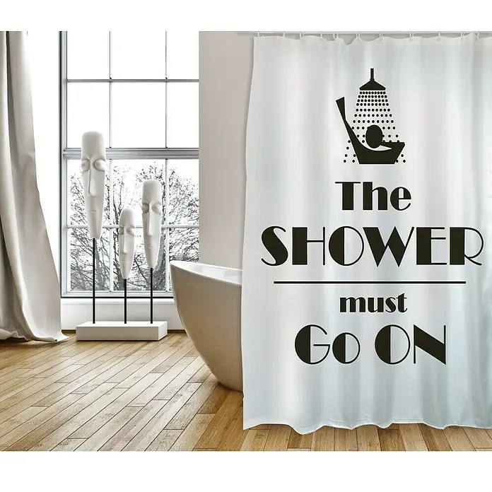 Venus Cortina de baño textil Shower - An x Al: 180 x 200 cm, Negro/blanco - Foto ambiente