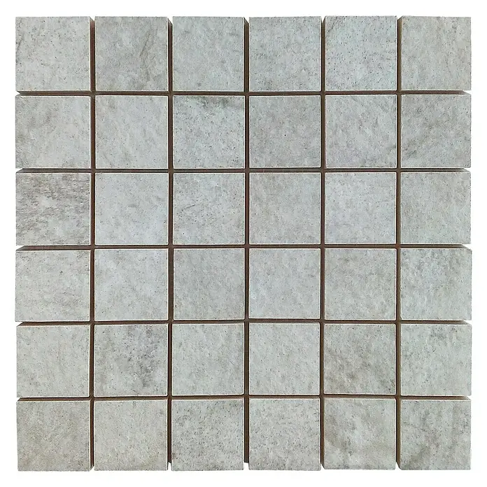 Baldosa de mosaico Volcán - 29 x 29 cm, Gres porcelánico, Plateado - Vista superior