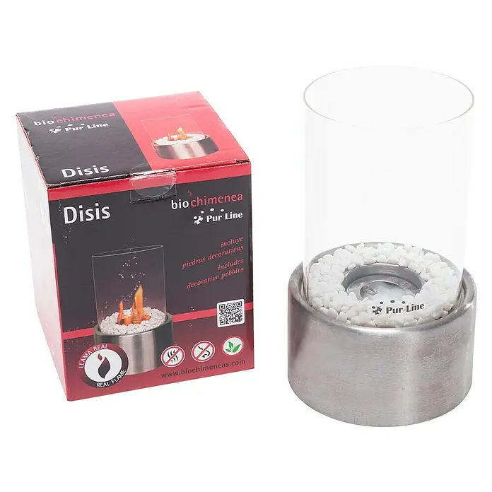 Purline Chimenea de bioetanol Disis - 16 x 16 x 27 cm, Acero inoxidable - Vista frontal