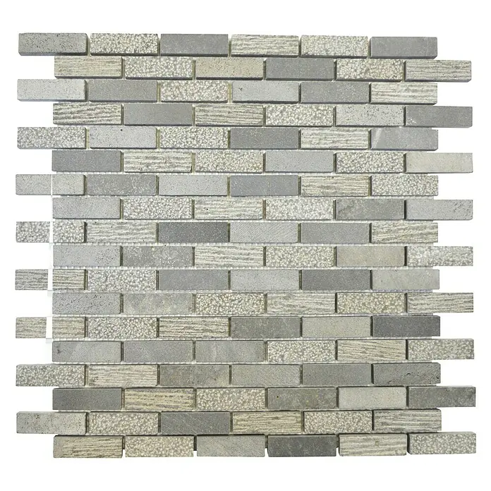 Mosaikfliese Brick Carving Mix XNC B49 - 30,5 x 30,5 cm, Grau, Matt - Ansicht von oben