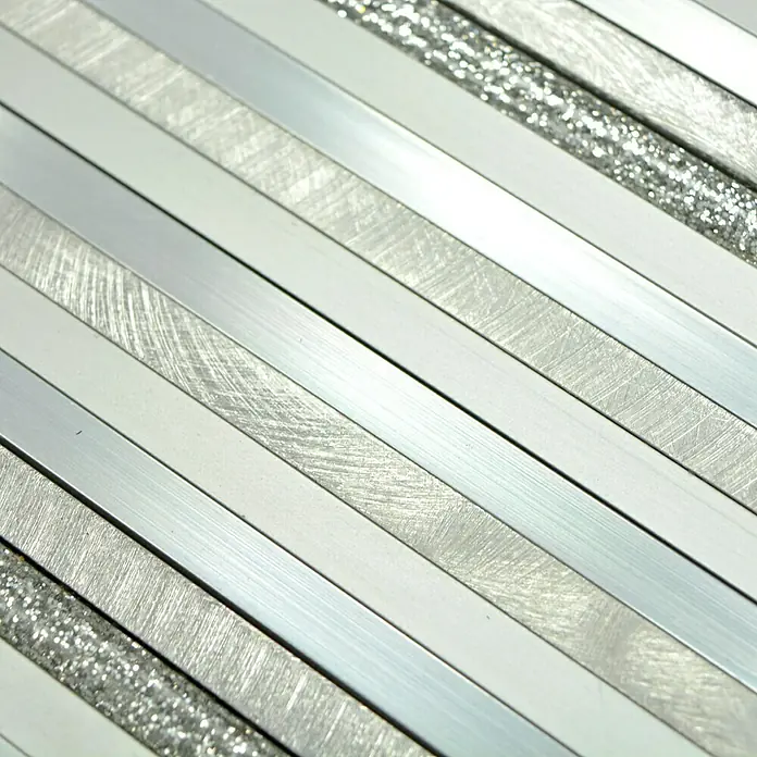 Mosaikfliese Verbund ALF L401GS - 27,2 x 30,2 cm, Silber, Matt - Detailaufnahme
