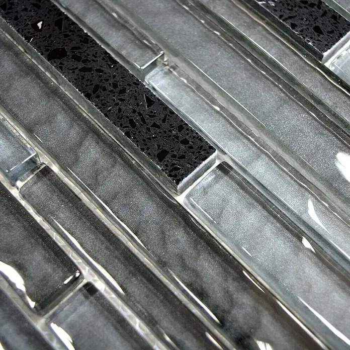 Mosaikfliese Multistick Crystal Mix XCM MS89 - 29,8 x 29,8 cm, Schwarz, Glänzend - Detailaufnahme