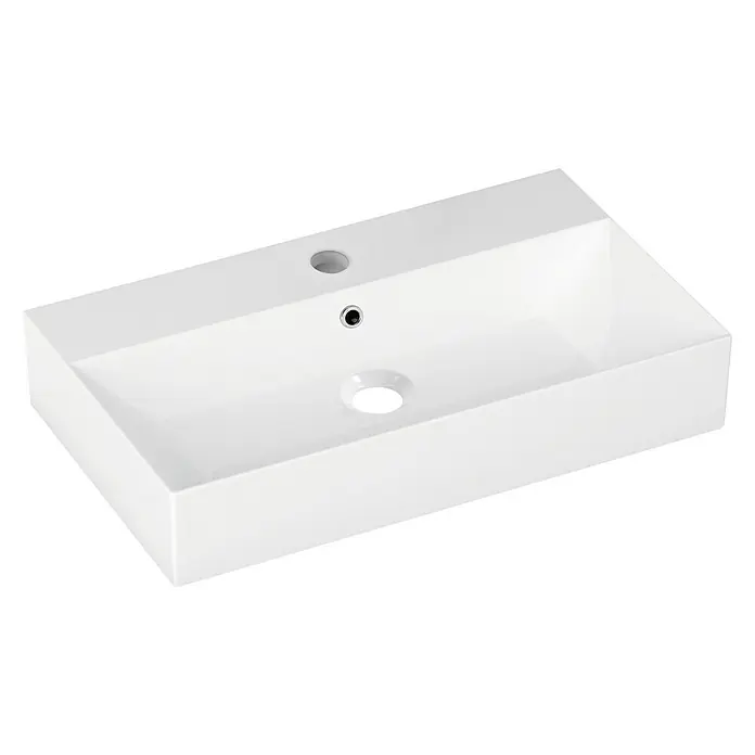 Lavabo pequeño Bruselas - An x L: 70 x 42 cm, Medio, Con desbordamiento, Blanco