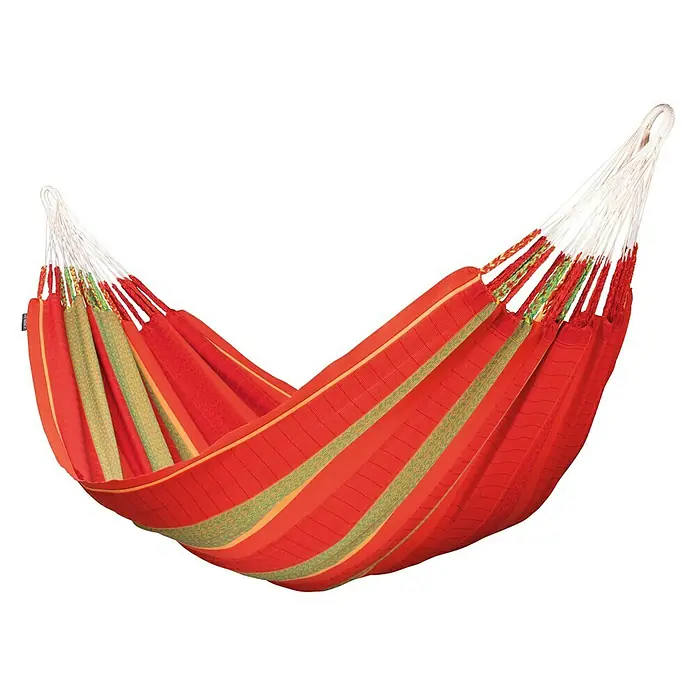 Hamaca familiar Flora Chilli - L x An: 400 x 180 cm, Rojo/Verde - Vista frontal