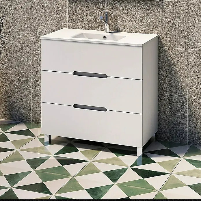 Mueble de lavabo Lanza - L x An x Al: 44,6 x 80 x 83,3 cm, Blanco - Foto ambiente