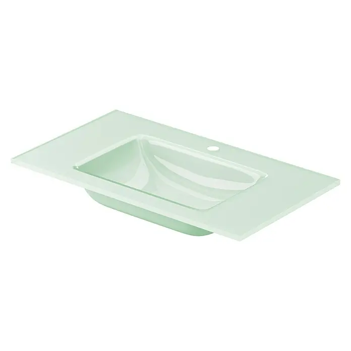 Lavabo Cristal - 71 x 40 cm, Orificios para grifo: Medio, Blanco - Vista angular
