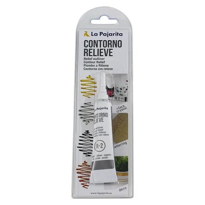 La Pajarita Pintura Contorno relieve - Plateado, 20 ml