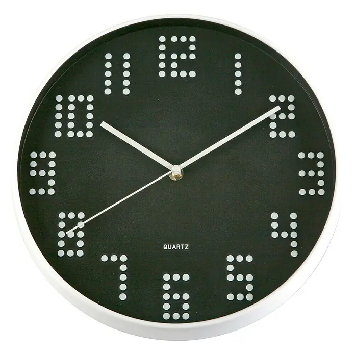 Reloj de pared redondo Puntos - Negro/blanco, Diámetro: 1 cm