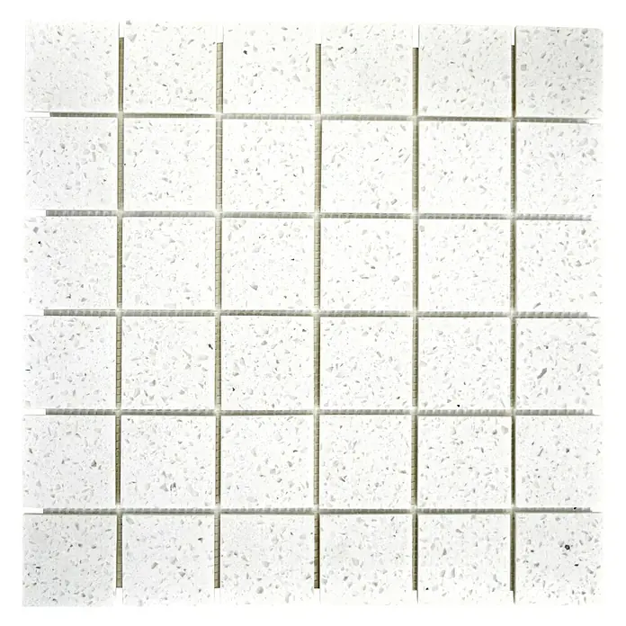 Mosaikfliese Quadrat Artifical XCM ASM41 - 30,5 x 30,5 cm, Weiß, Glänzend - Ansicht von oben