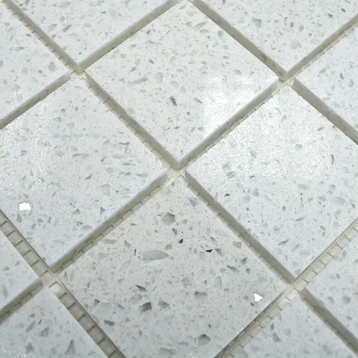Mosaikfliese Quadrat Artifical XCM ASM41 - 30,5 x 30,5 cm, Weiß, Glänzend - Detailaufnahme