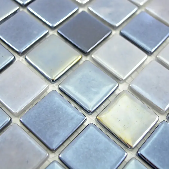 Mosaikfliese Quadrat Eco Uni SANDY 08 - 31,5 x 31,5 cm, Anthrazit, Glänzend - Detailaufnahme