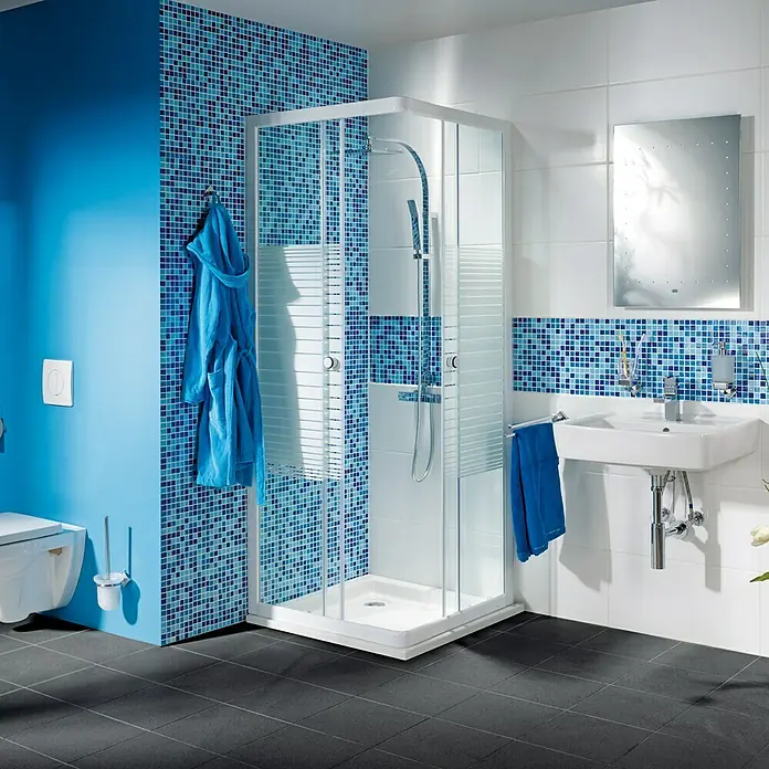 Mosaikfliese Quadrat Mix GM A 321P - 32,7 x 30,5 cm, Blau, Glänzend - Stimmungsaufnahme