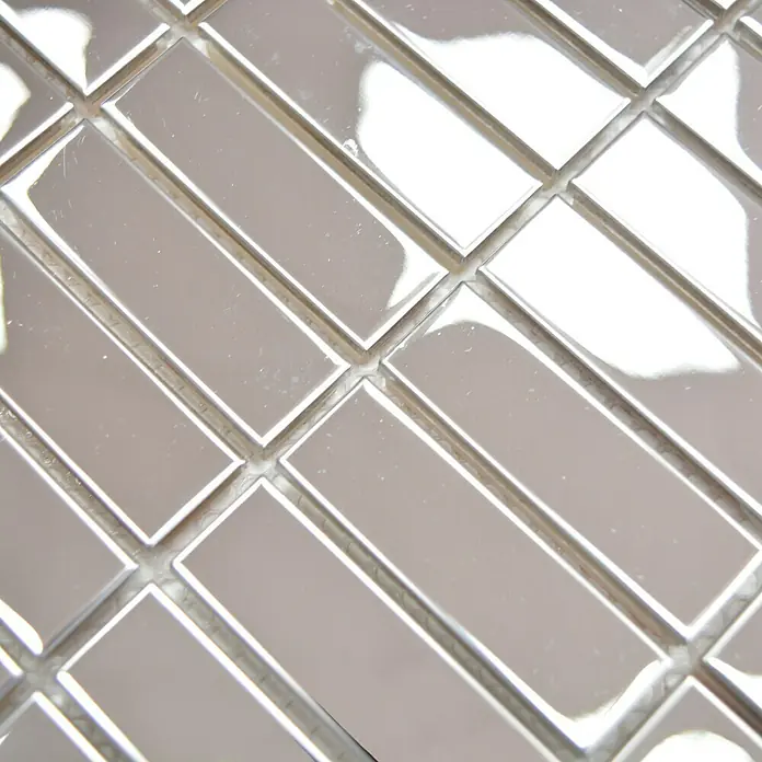 Mosaikfliese Rechteck Steel XCE 1548G - 29,8 x 30,5 cm, Silber, Glänzend - Detailaufnahme