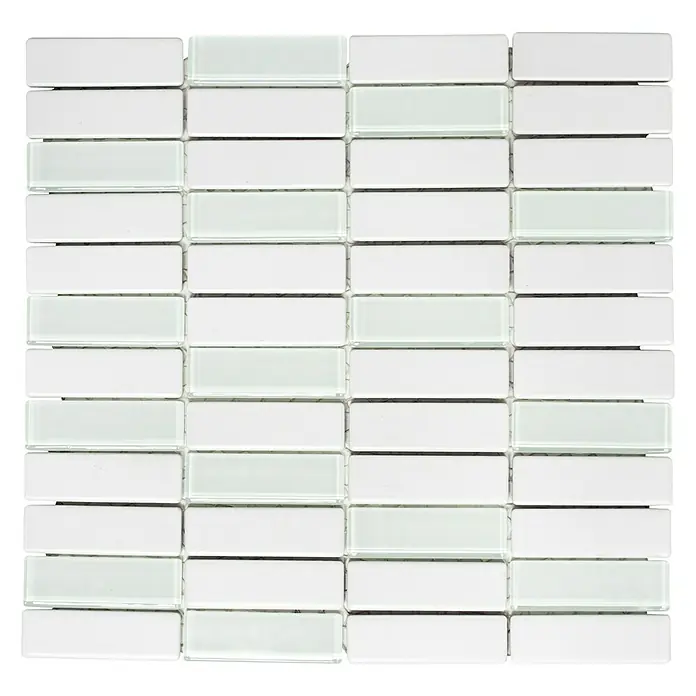 Mosaikfliese Stäbchen Mix ST 325 - 29,7 x 29 cm, Weiß, Matt - Ansicht von oben