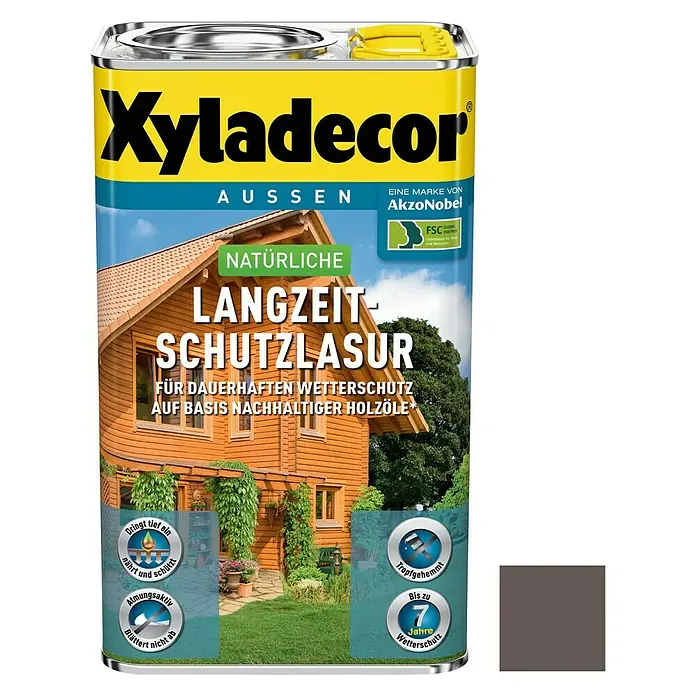 Xyladecor Langzeitschutz-Holzlasur Natürlich - Nussbaum, 2,5 l, Seidenglänzend, Materialbasis: Holzöl