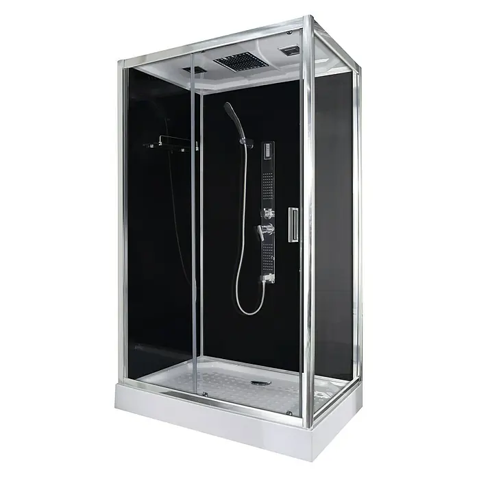 Sanotechnik Quickline Komplettdusche Trend - Gerade, 80 x 120 x 210 cm, Schwarz/Silbergrau