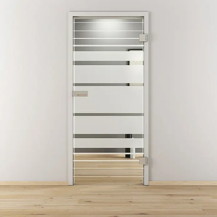Diamond Doors Glasdrehtür Lines Flowing - 834 x 1.972 mm, DIN Rechts, Einscheibensicherheitsglas (ESG) - Stimmungsaufnahme
