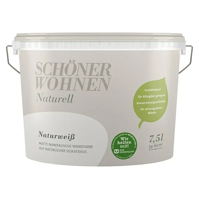 SCHÖNER WOHNEN-Farbe Wandfarbe Naturell - Naturweiß, 7,5 l, Matt