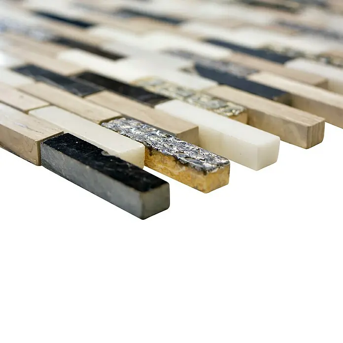 Mosaikfliese Brick XNC ST01 - 25,8 x 29 cm, Schwarz/Gold, Matt - Detailaufnahme