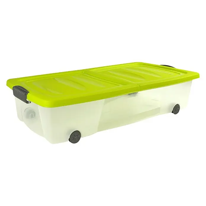 Unterbett-Rollenbox Undercover - L x B x H: 37,8 x 79,3 x 17,5 cm, Geteilter Deckel, Blau/Grün/Pink oder Braun - Rechte Seitenansicht