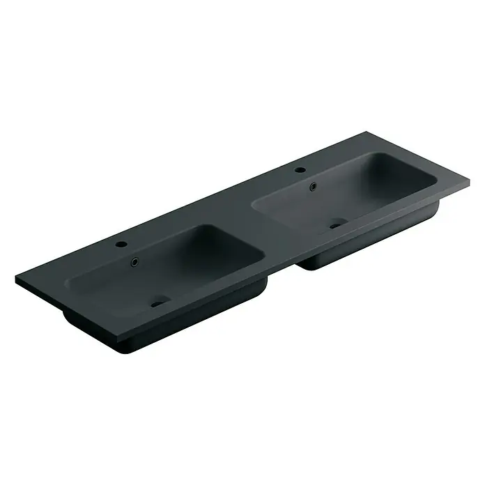 Lavabo doble Zeppelin - An x L: 120,5 x 45,5 cm, Resina, Grafito