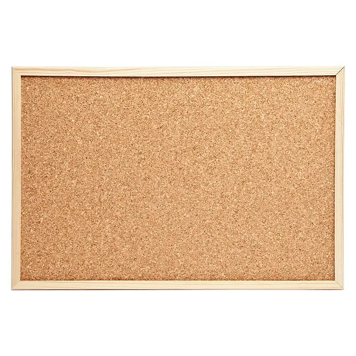 Corcho para notas con marco - Marrón, aspecto de madera, 60 x 40 cm