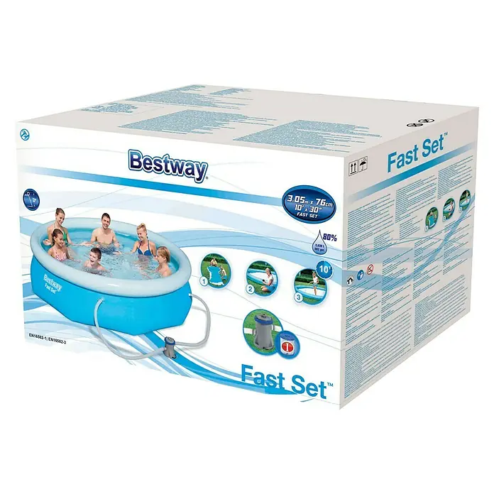 Bestway Zwembad met filterpomp FAST - Ø x h: 305 x 76 cm, 3.638 l, Blauw