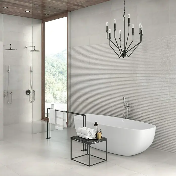 Revestimiento cerámico Reaves Concept - 25 x 70 cm, Beige, Efecto cemento - Foto ambiente