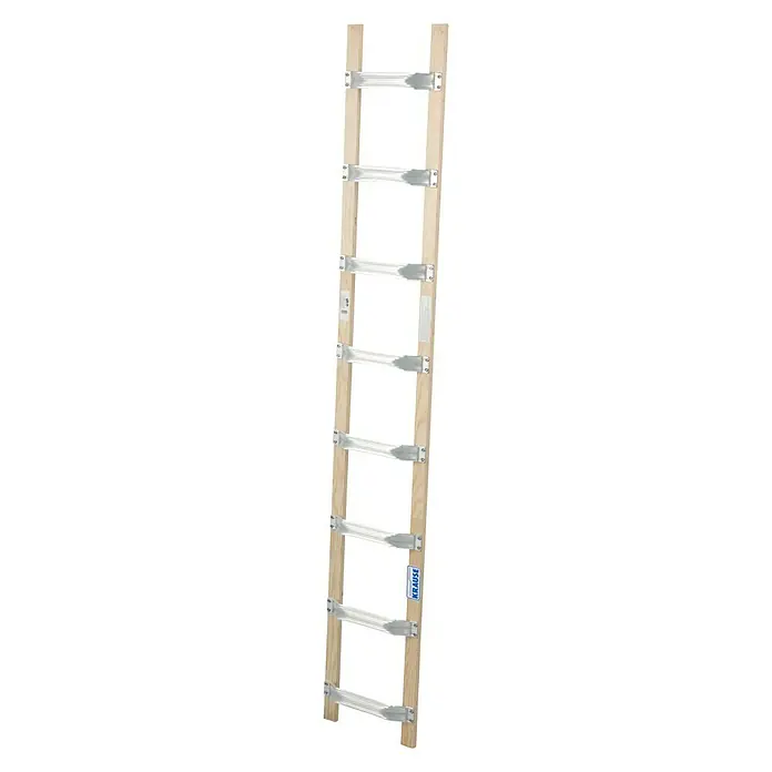 Krause Dachleiter - Länge: 2,25 m, 8 Sprossen, Holzart Holme: Schichtholz, Material Sprossen: Aluminium - Linke Seitenansicht