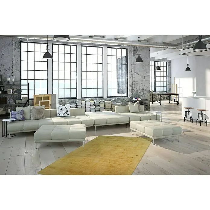 Kayoom Kurzflorteppich Luxury - Gelb, 150 x 80 cm, 100 % Viskose - Stimmungsaufnahme