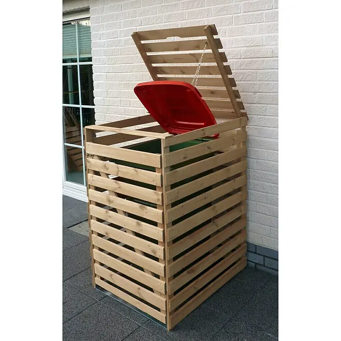 Promadino Mülltonnenbox Variov - 92 x 77 x 122 cm, Natur - Stimmungsaufnahme