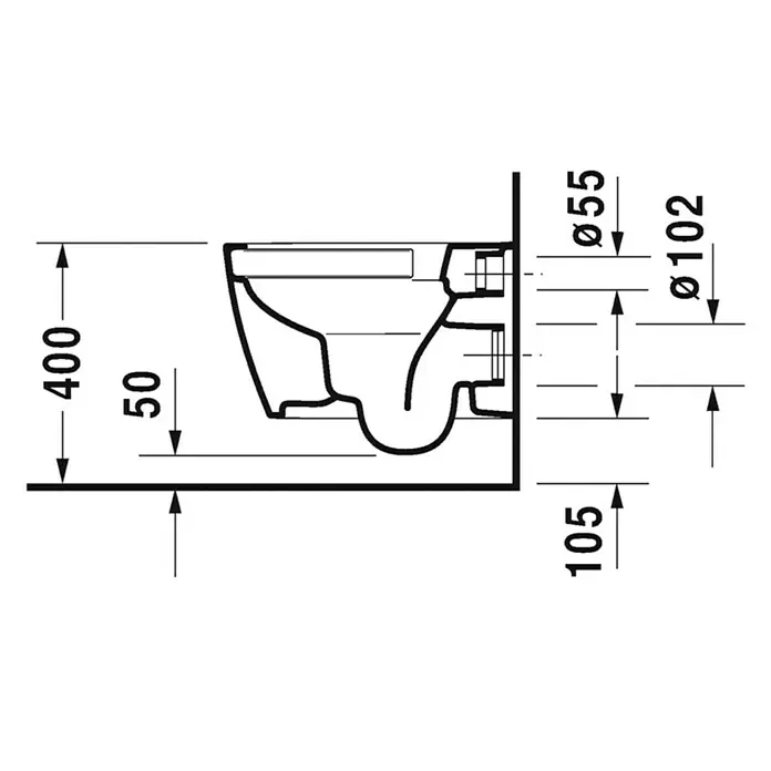 Duravit ME by Starck Wand-WC Compact - Spülrandlos, Ohne Spezialglasur, Spülform: Tief, WC Abgang: Waagerecht, Weiß