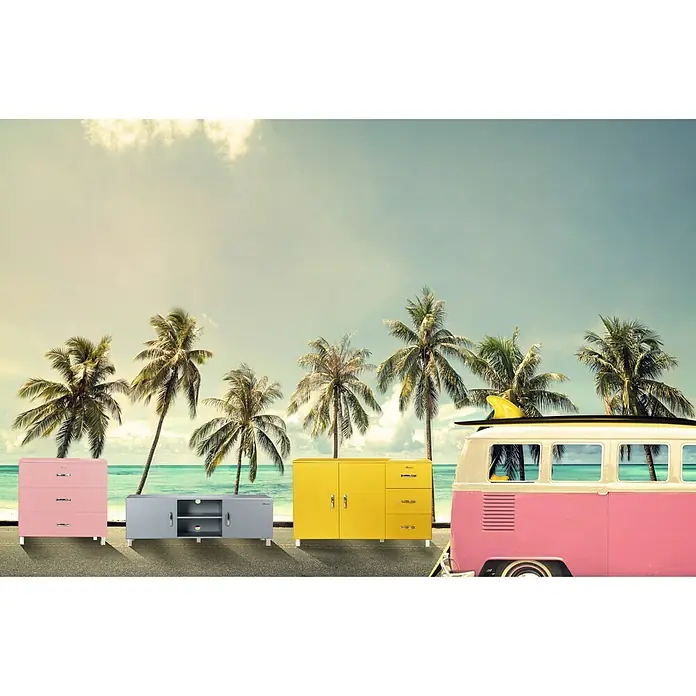Phönix Miami Kommode - L x B x H: 43 x 97,6 x 88,8 cm, Rosa, Anzahl Schubladen: 3 Stk. - Stimmungsaufnahme