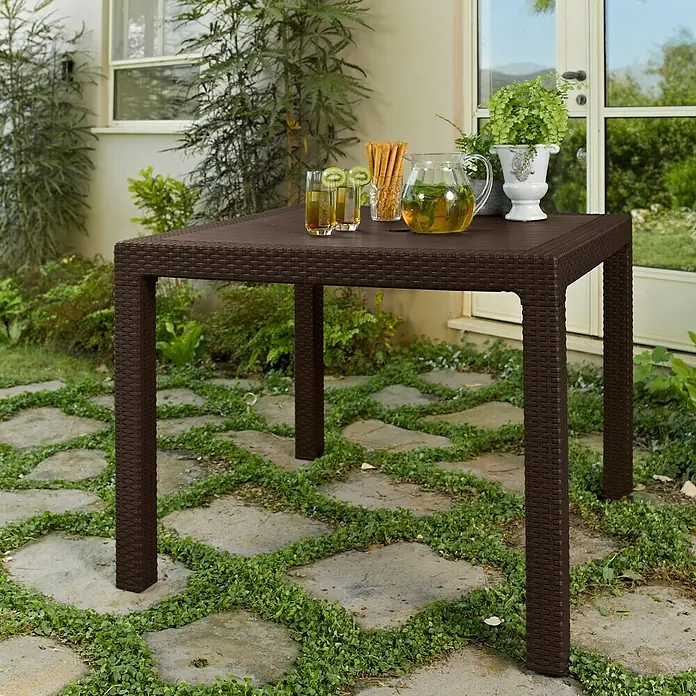 Keter Mesa de jardín Quartet - L x An: 94 x 94 cm, Marrón