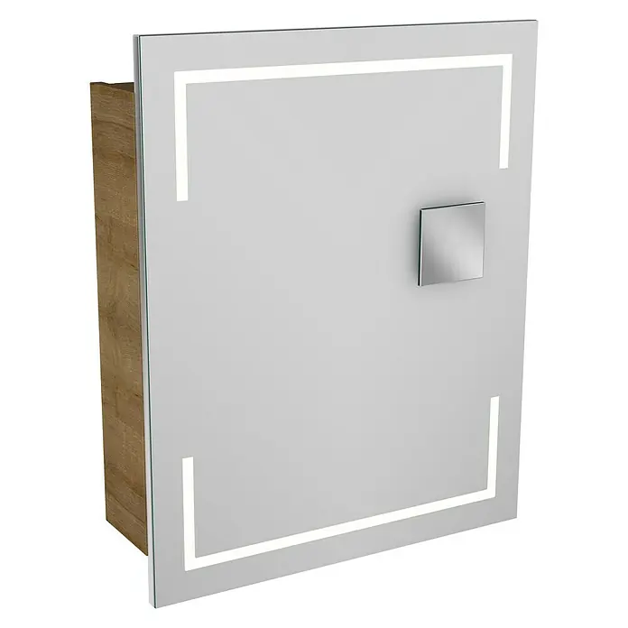 Camargue Stella LED-Spiegelschrank - B x H: 60 x 73,7 cm, Anschlag: Links, Mit eckigen Kanten, Spanplatte, Berg Eiche - Linke Seitenansicht