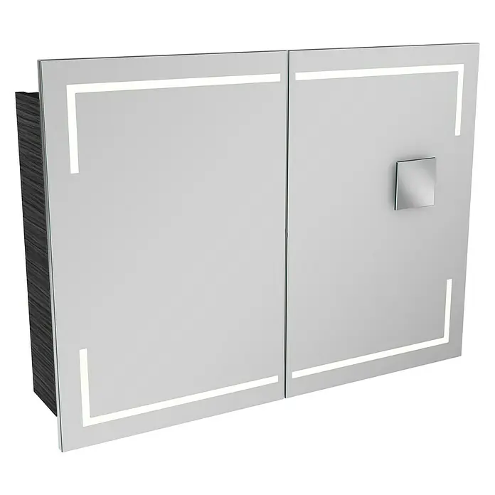 Camargue Stella LED-Spiegelschrank - B x H: 100 x 73,7 cm, Mit Beleuchtung, Mit eckigen Kanten, Spanplatte, Dark Oak - Linke Seitenansicht