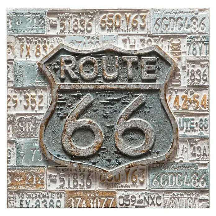 Cuadro pintado a mano Dipinto Ruta - Route 66, An x Al: 60 x 60 cm
